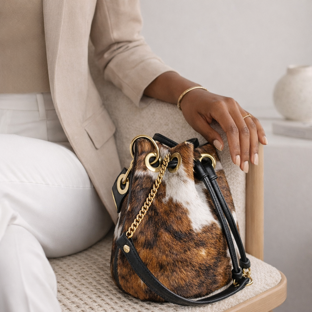 Cowhide Bucket Purse | SwansNature