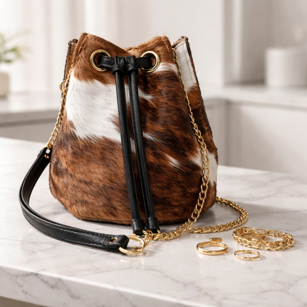 Cowhide Bucket Purse | SwansNature