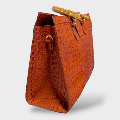 Croc Leather Tote | SwansNature