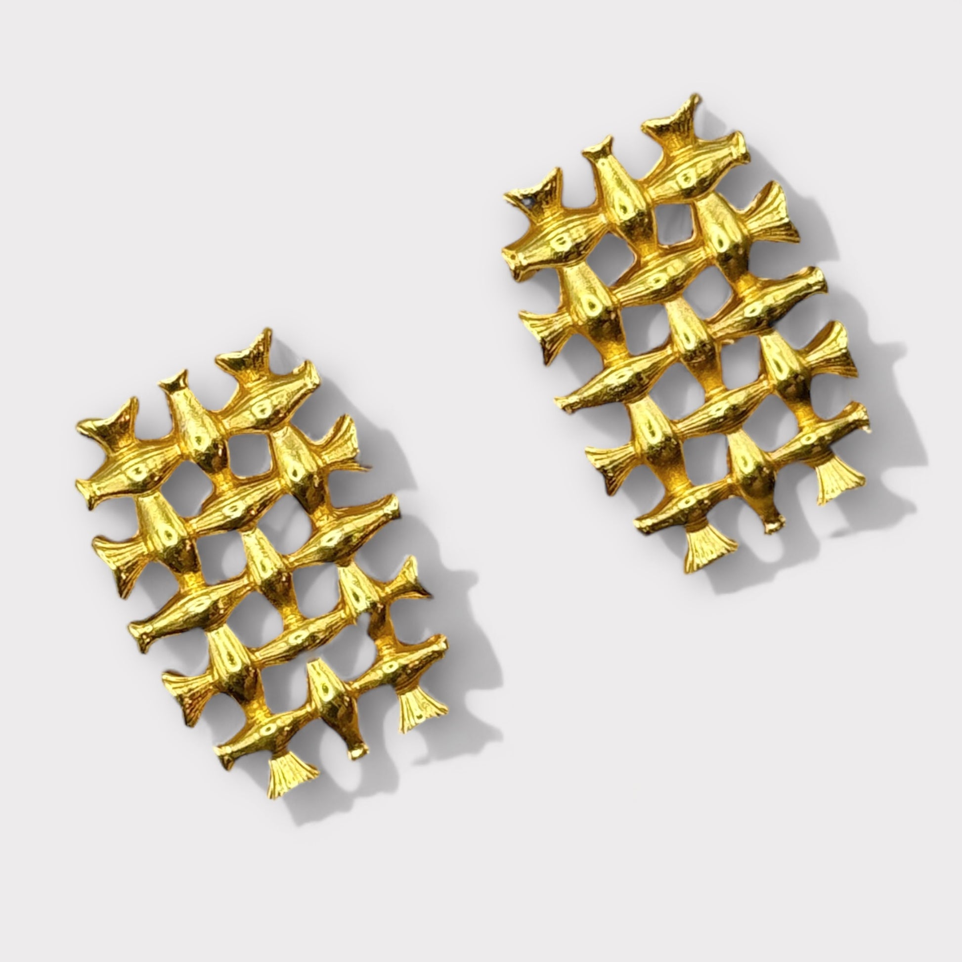 Golden Waffle Stud Earrings | SwansNature