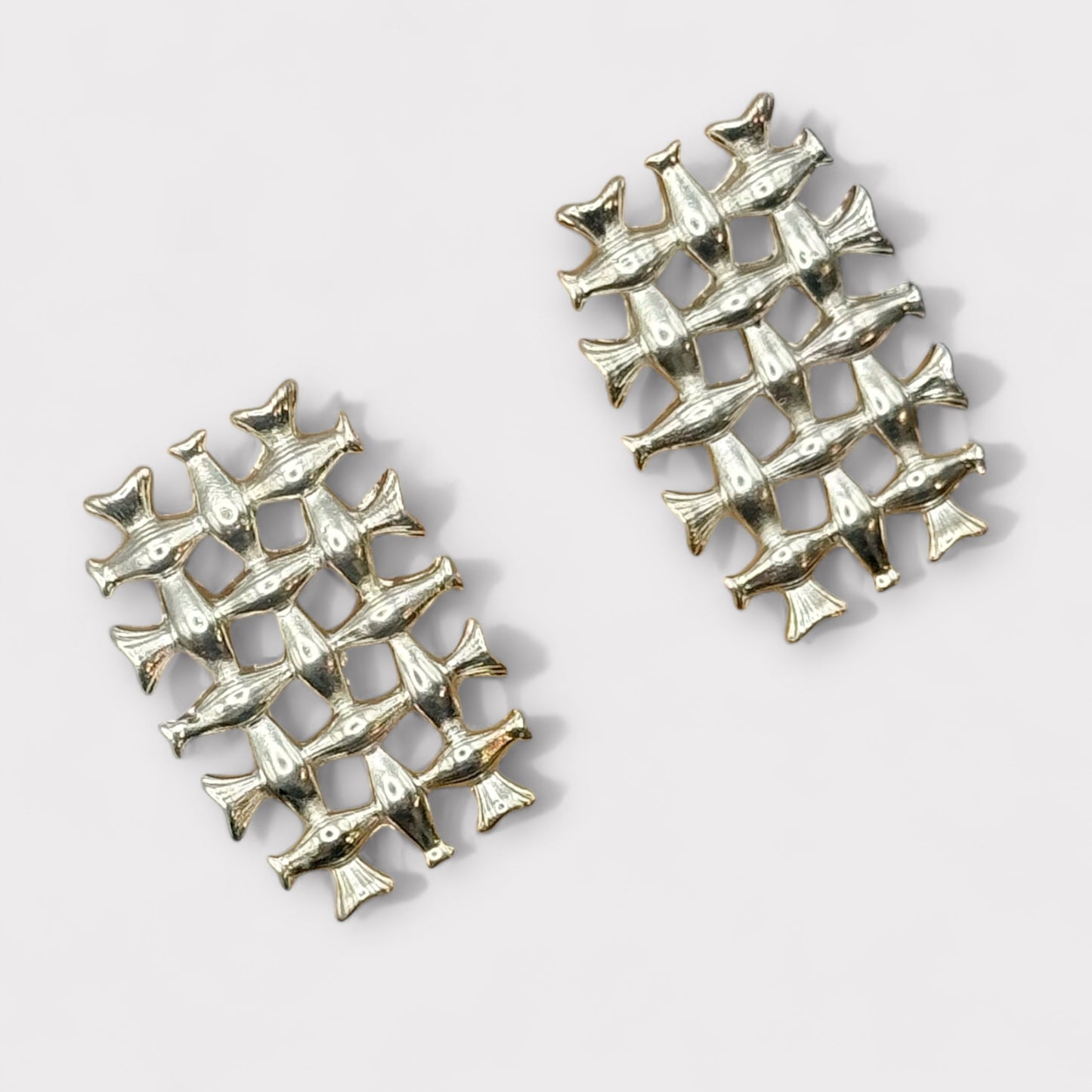 Golden Waffle Stud Earrings | SwansNature