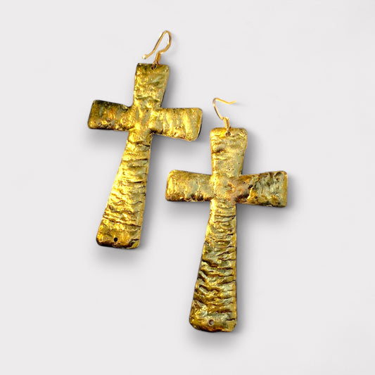 Golden Crosses Earrings | SwansNature