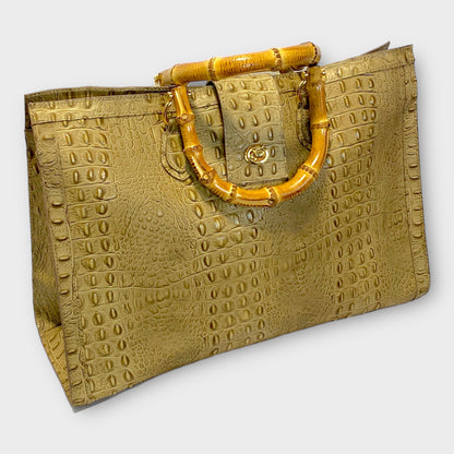 Croc Leather Tote | SwansNature