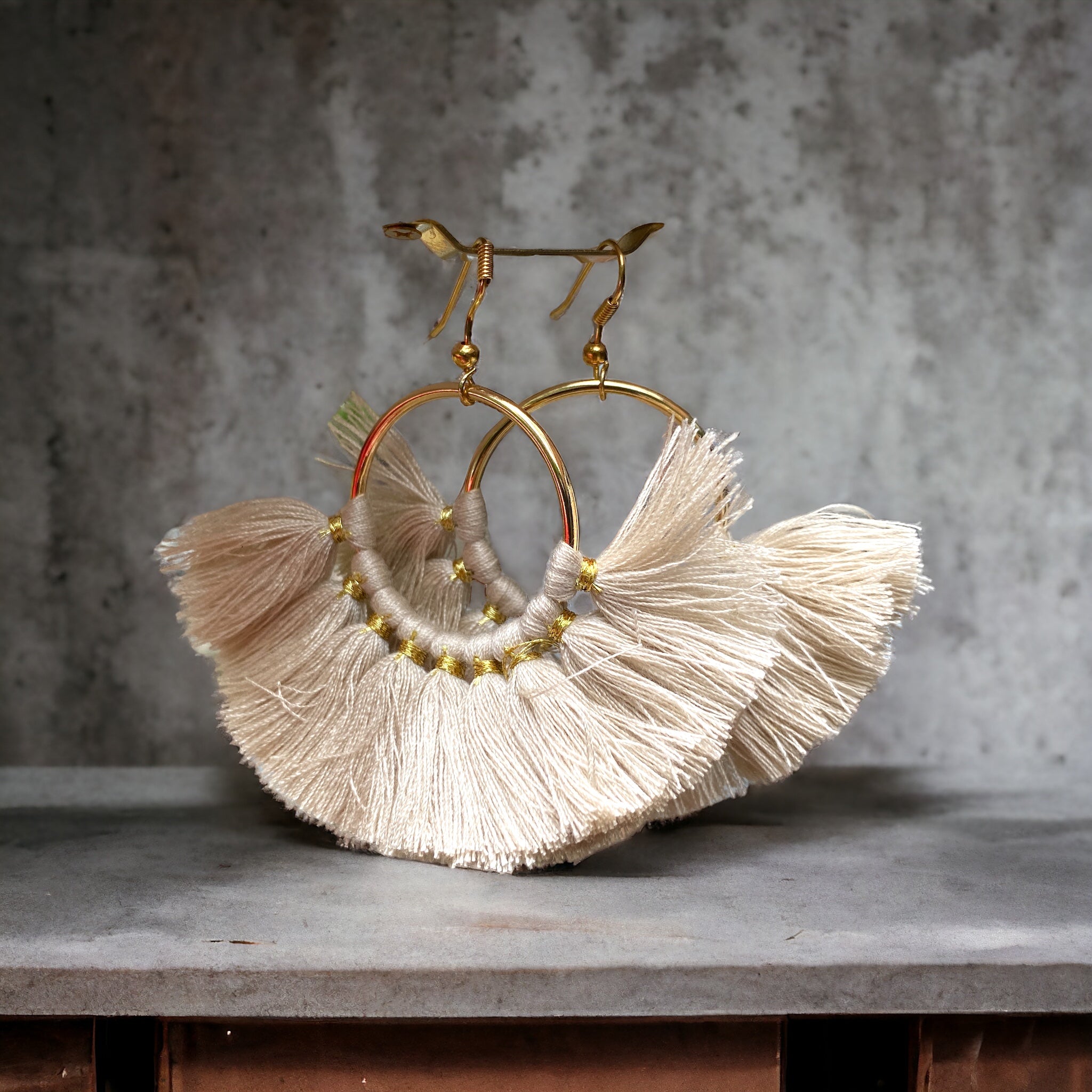 Short Tassel Hoop Earrings | SwansNature