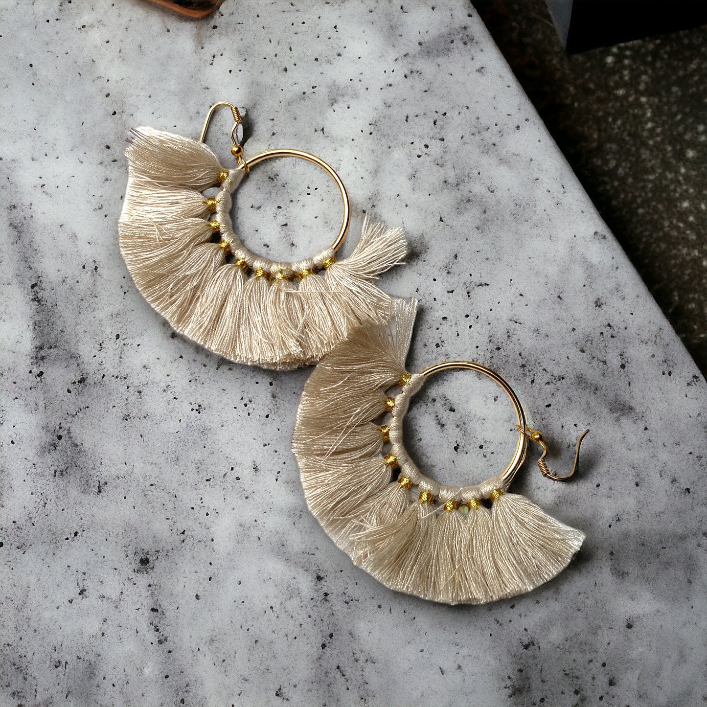 Short Tassel Hoop Earrings | SwansNature