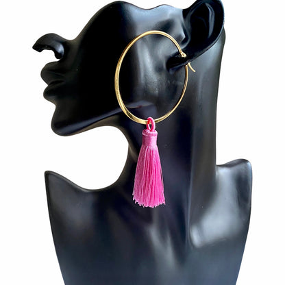 Tassel Hoop Earrings | SwansNature