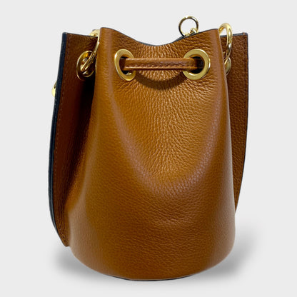 Spotted Brown Leather Bucket Purse | SwansNature