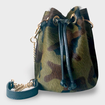 Camo Leather Bucket Purse | SwansNature