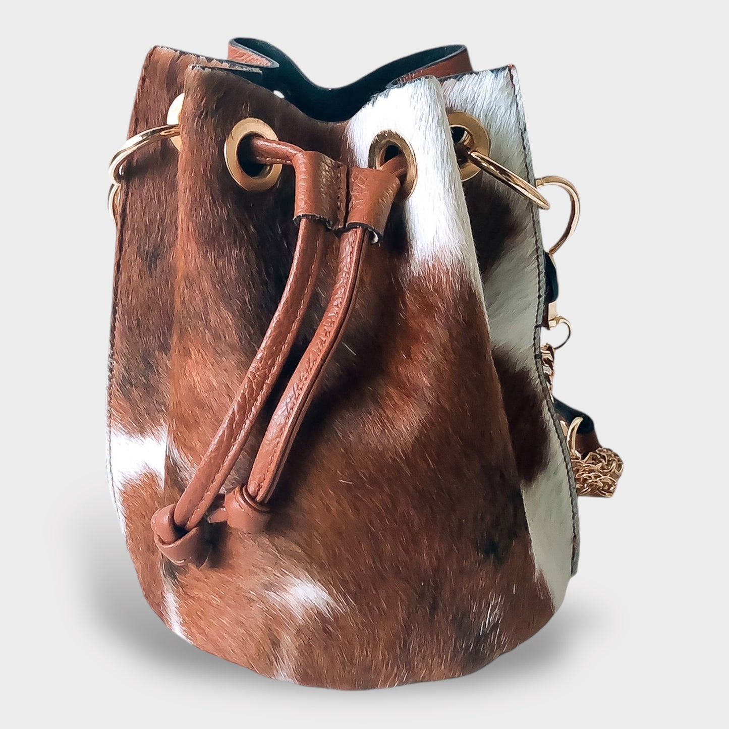 Brown Hide Bucket Purse | SwansNature