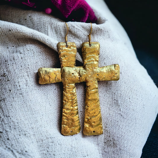 Golden Crosses Earrings | SwansNature