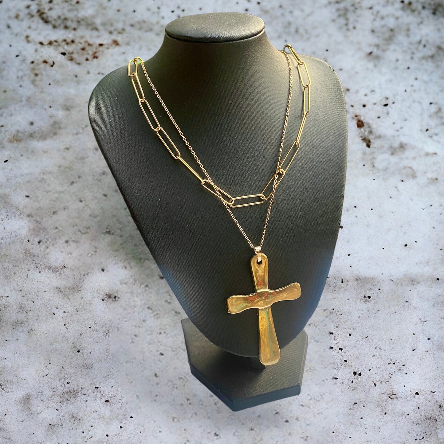 Chunky Cross Layered Chain | SwansNature