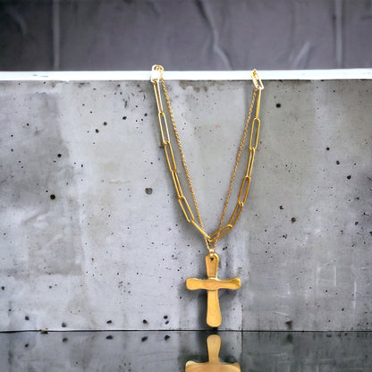 Chunky Cross Layered Chain | SwansNature