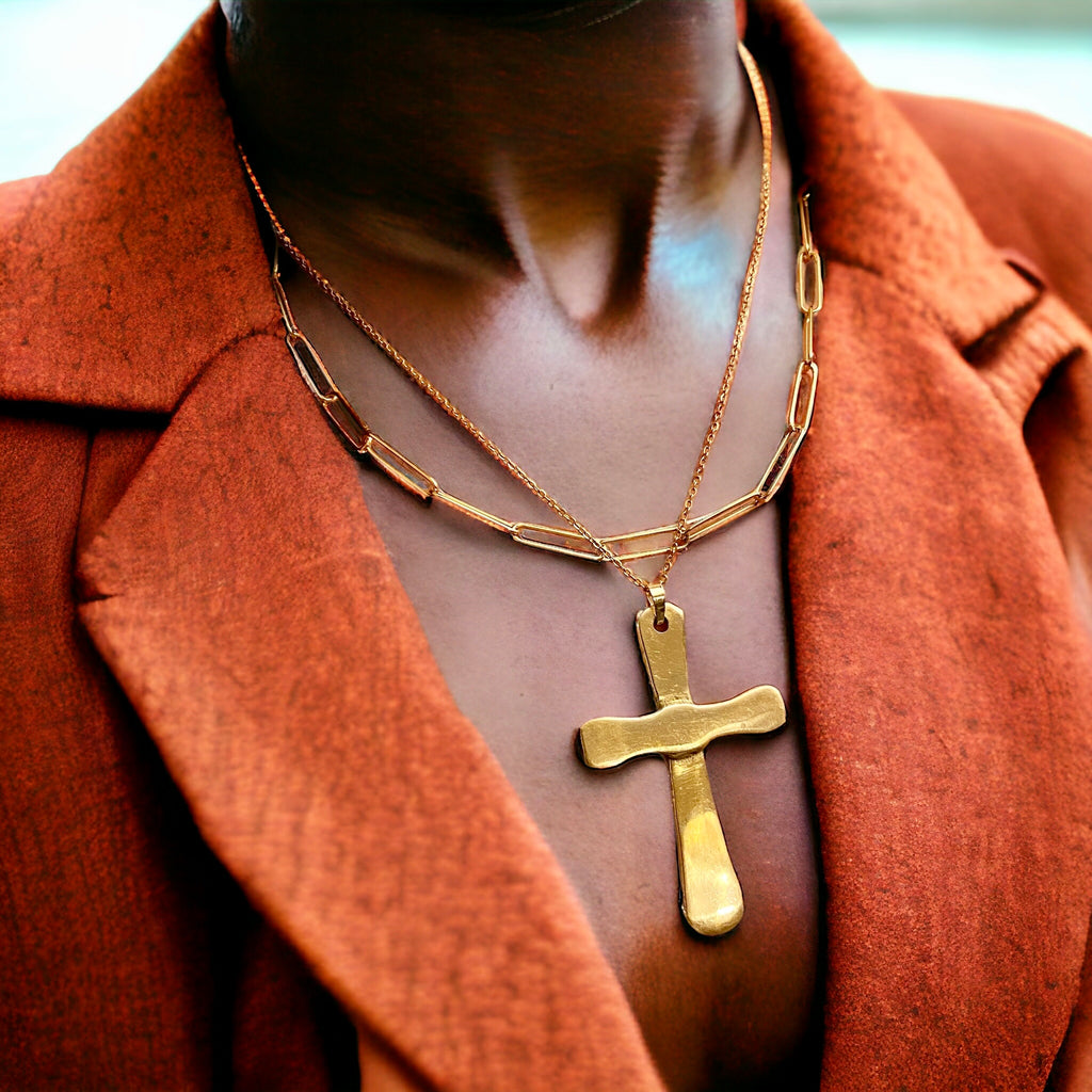 Chunky Cross Layered Chain | SwansNature