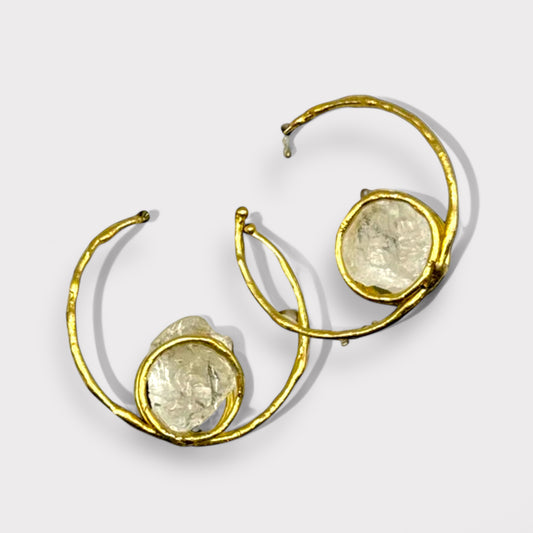 Crystal Rock Hoop Earrings | SwansNature