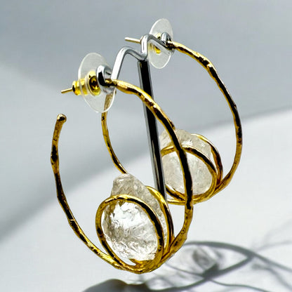 Crystal Rock Hoop Earrings | SwansNature