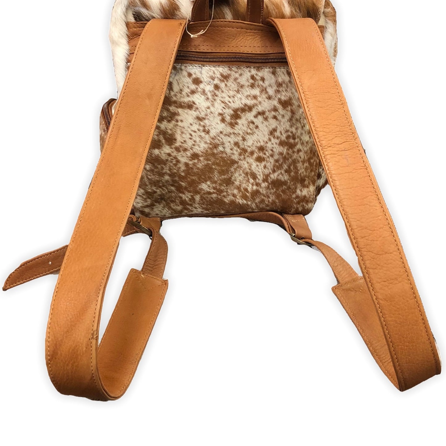 Cowhide Leather Backpack - Camel Spotted