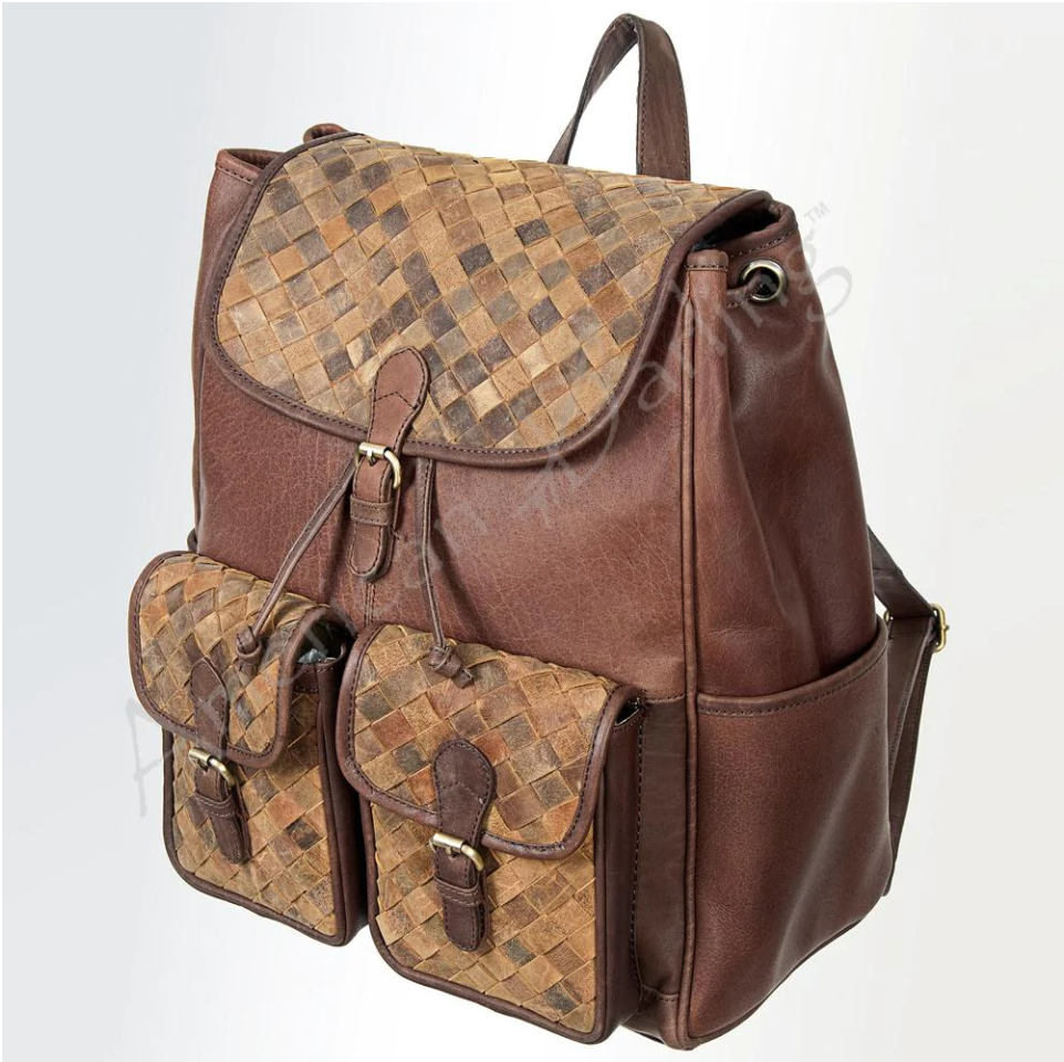 Weave Leather Backpack