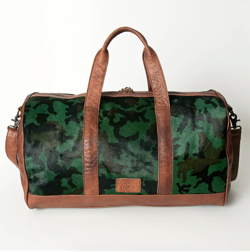 Camo leather duffle bag hotsell