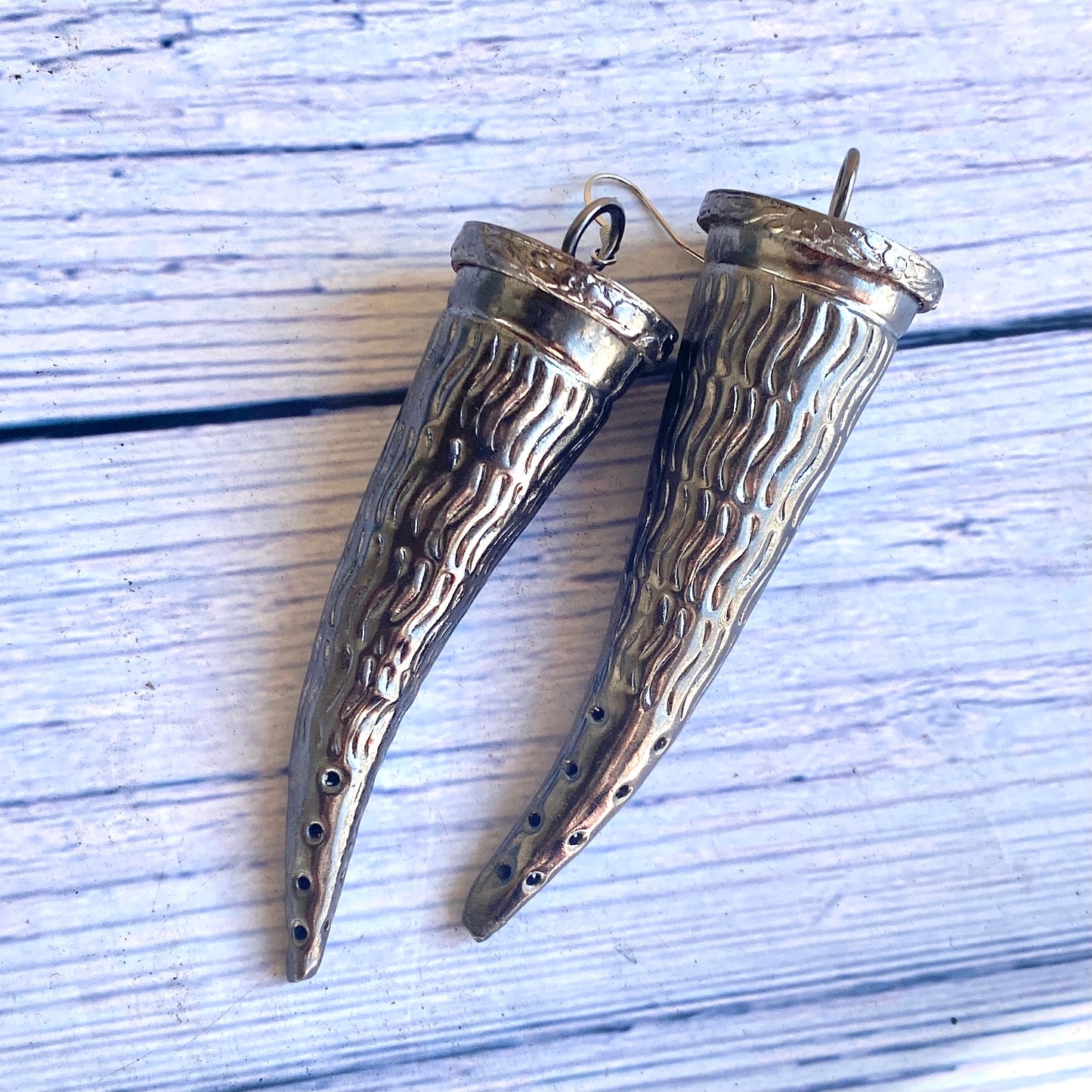 Gunmetal Tooth Empress Earrings | SwansNature