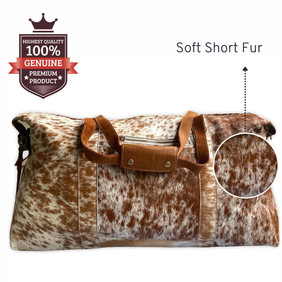 Full Cowhide Leather Duffle Brown Traveler