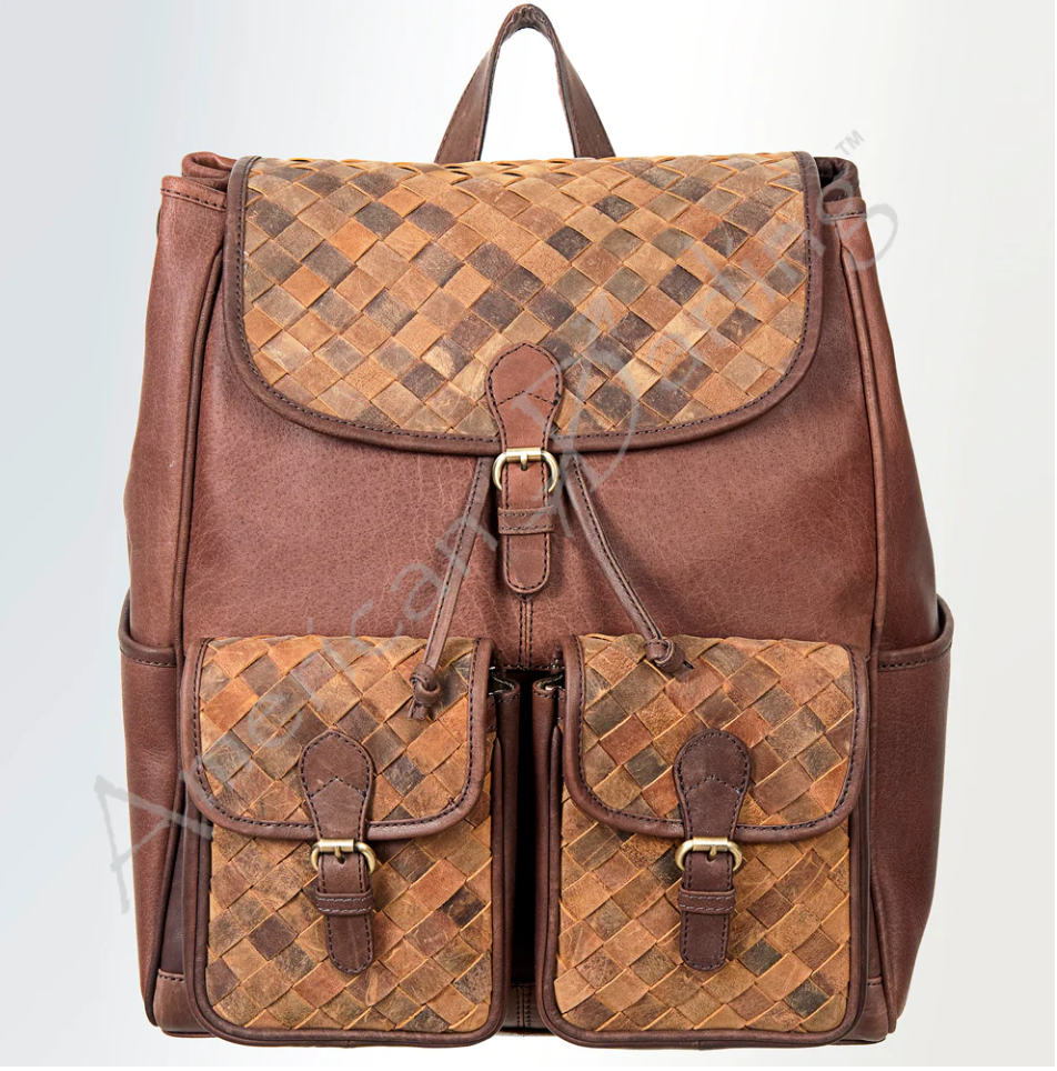 Weave Leather Backpack