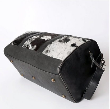 Cowhide Black Leather Trim Duffle