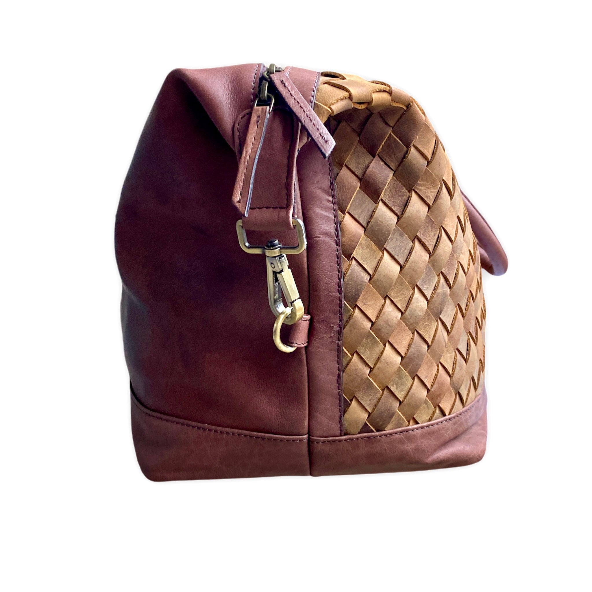 Leather Weave Duffle Bag