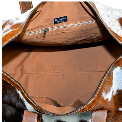 Cowhide Brown Leather Trim Duffle