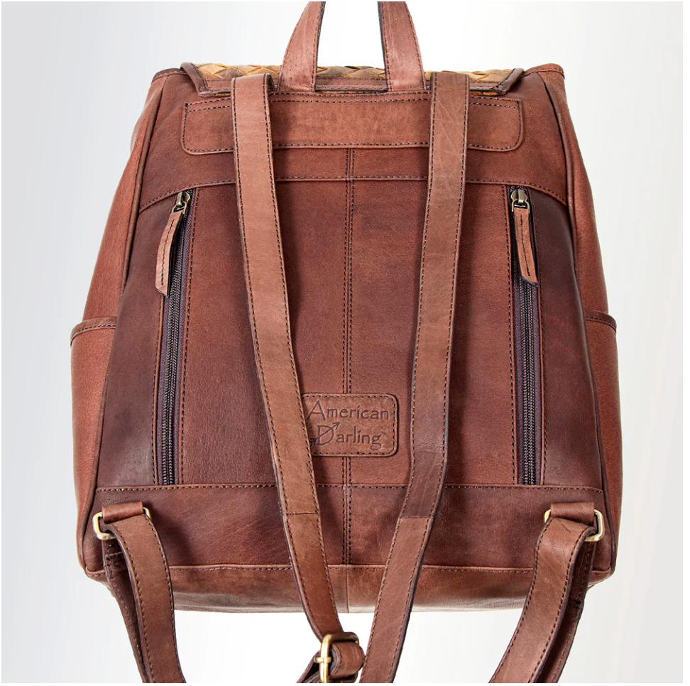 Weave Leather Backpack