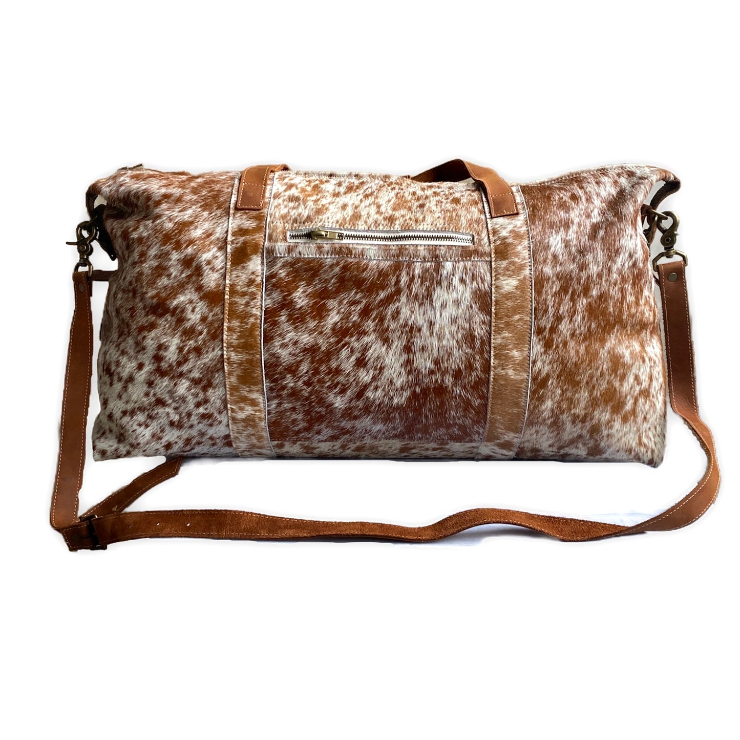 Full Cowhide Leather Duffle Brown Traveler