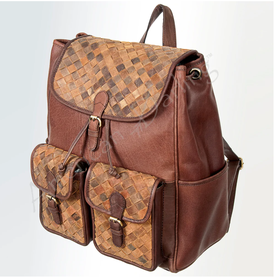 Weave Leather Backpack