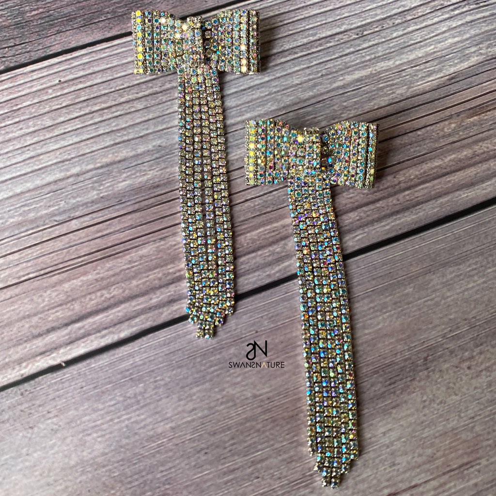 Bow Glam Drop Earrings | SwansNature