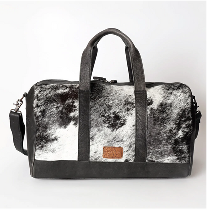 Cowhide Black Leather Trim Duffle