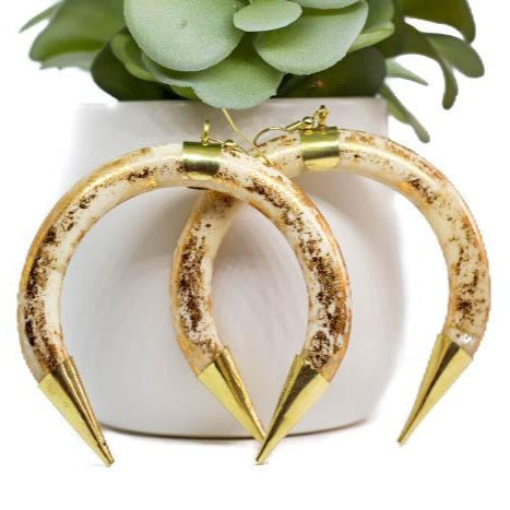 White Golden Dust Earrings | SwansNature