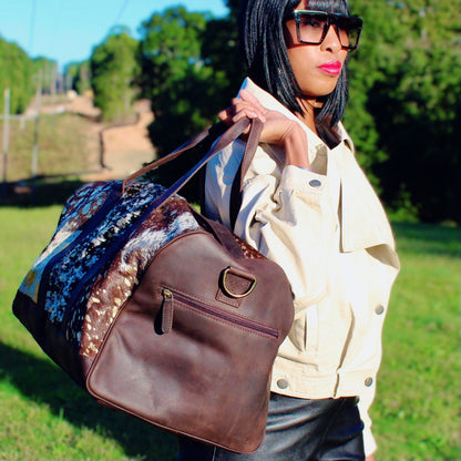 Kingdom Acid Chrome Leather Duffle Traveler - Brown