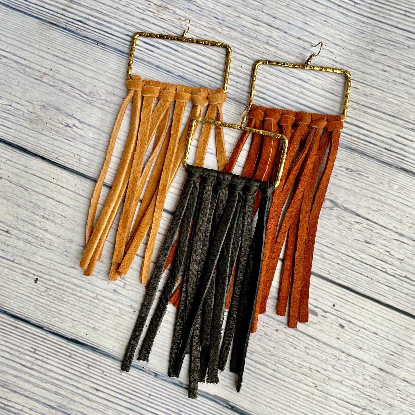 Leather Tassel Earrings | SwansNature