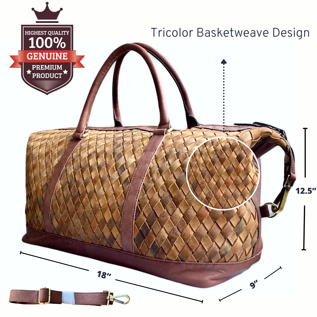 Leather Weave Duffle Bag