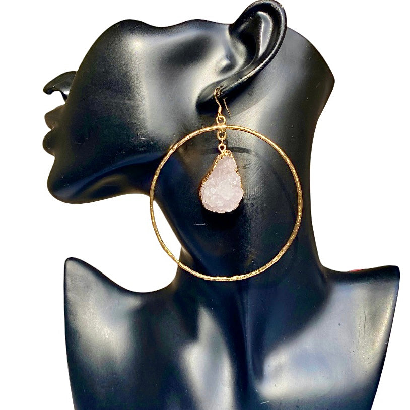 Stone Hoop Earrings