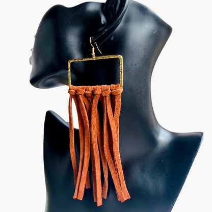 Leather Tassel Earrings | SwansNature