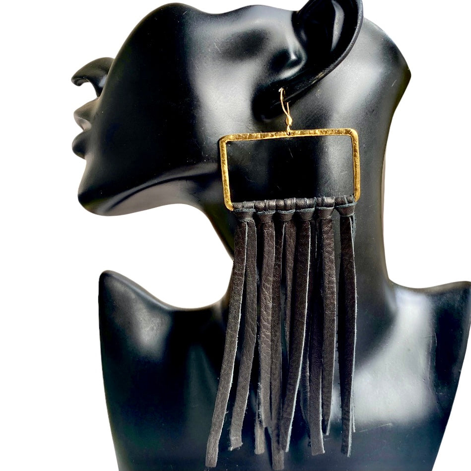 Leather Tassel Earrings | SwansNature