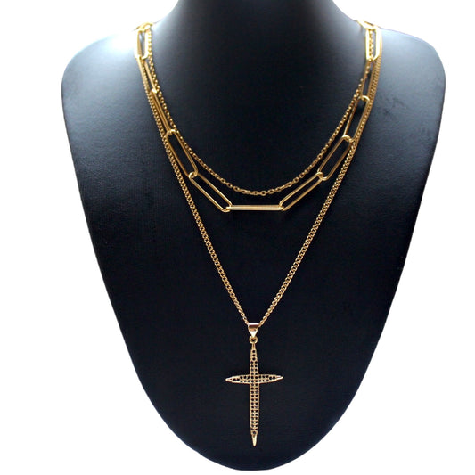 Onyx Cross Layered Chain Set | SwansNature