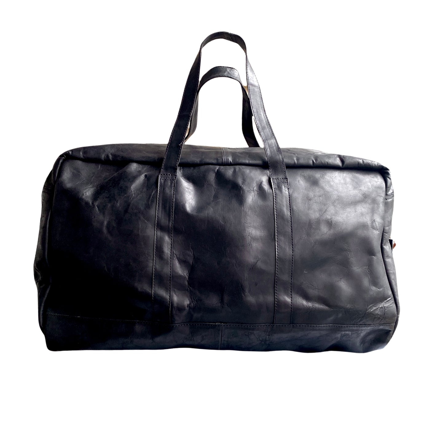 Acid Chrome Leather Duffle Traveler - Black | SwansNature