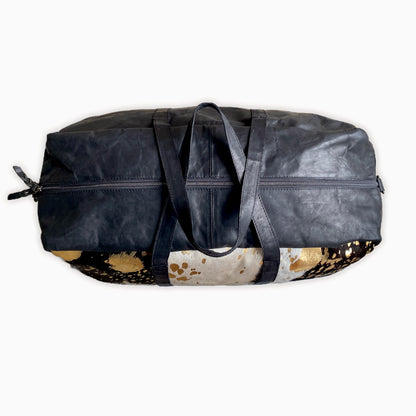 Acid Chrome Leather Duffle Traveler - Black | SwansNature