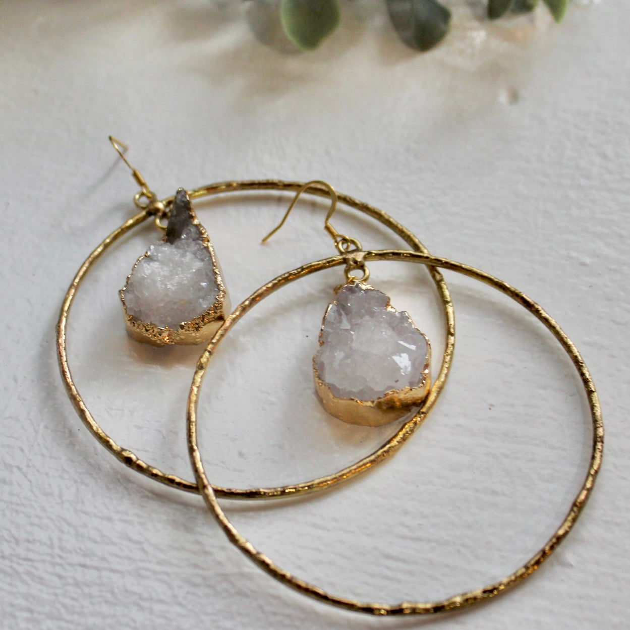 Stone Hoop Earrings