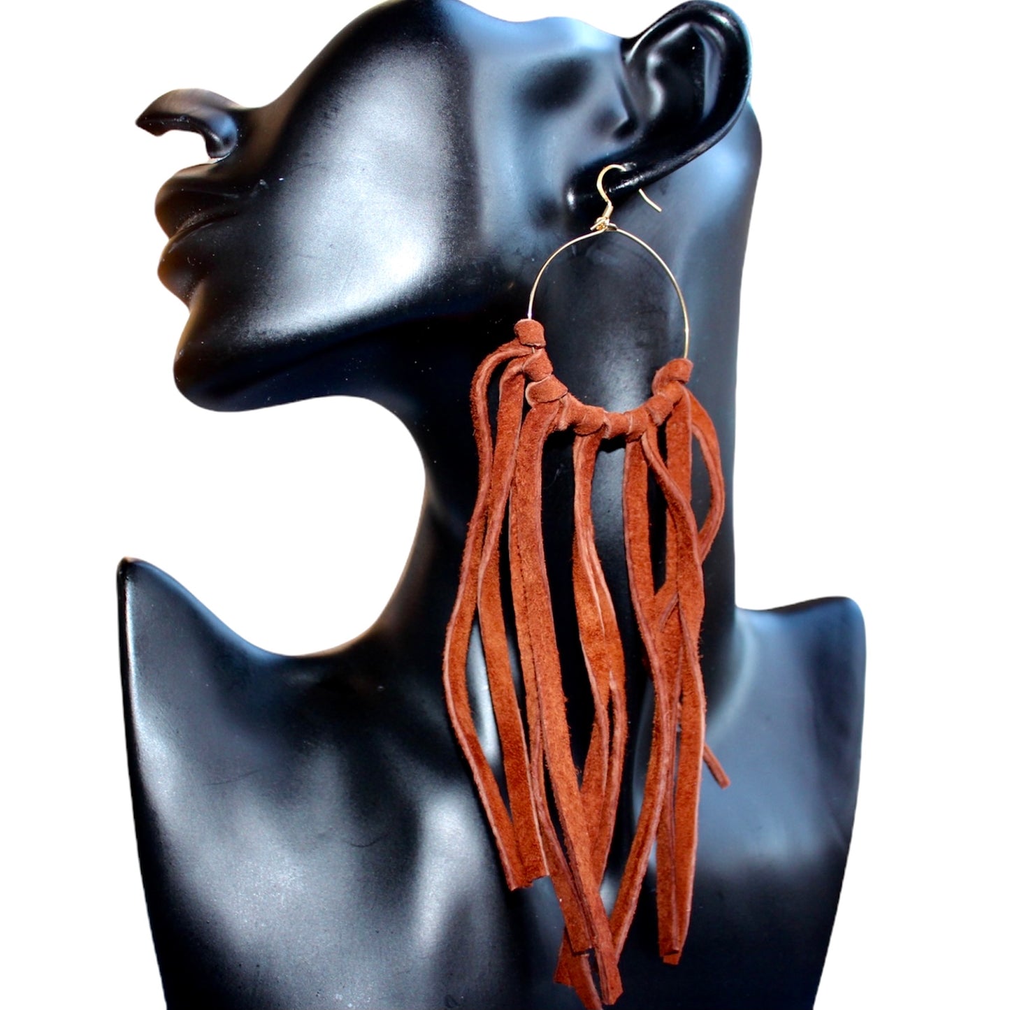 Leather Tassel Earrings | SwansNature